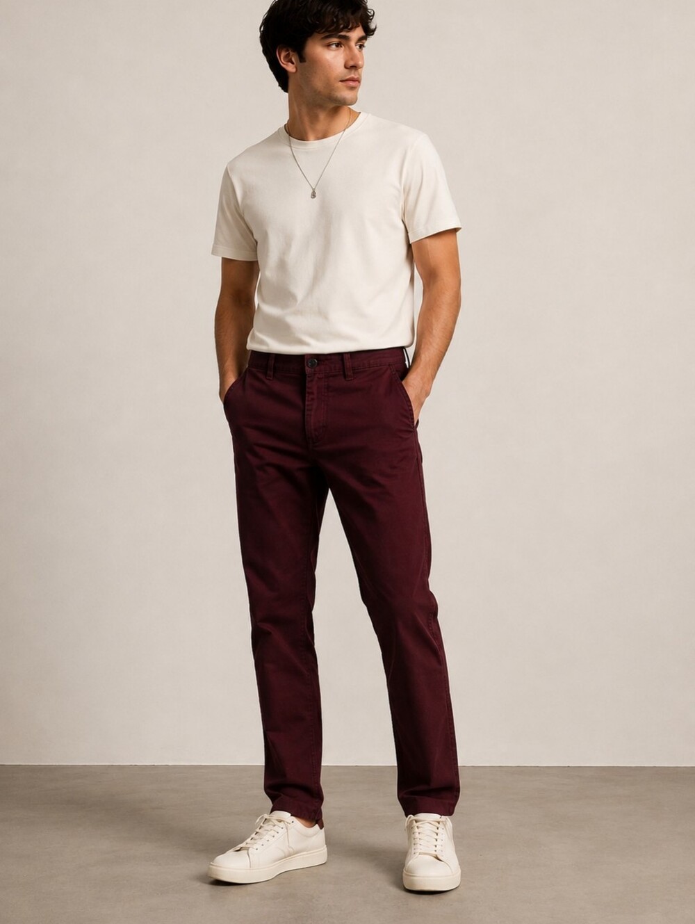 ASOS Men’s Burgundy Chino Pants W29 L30 Cotton Stretch Slim Straight